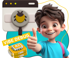 Тестирование & Vibe Debug. Охотники за багами - КИБЕРшкола программирования для детей, компьютерные курсы для школьников, начинающих и подростков - KIBERone г. Арамиль