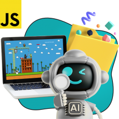 Язык программирования JavaScript + AI. Проектное обучение + геймификация + AI-помощники - КИБЕРшкола программирования для детей, компьютерные курсы для школьников, начинающих и подростков - KIBERone г. Арамиль